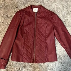 Womens Maroon Faux leather jacket size Large
